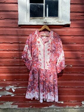 Anthropologie Janelle Floral Mini Tunic Dress Women's Size XL